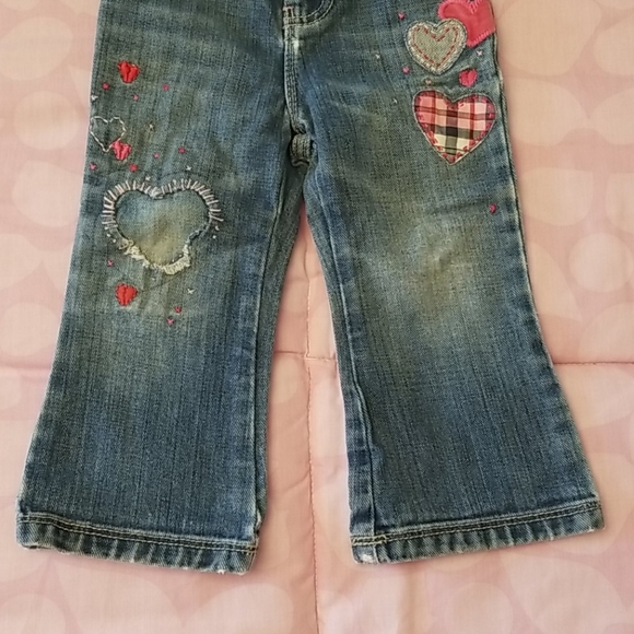 GAP Bottoms Gap Baby Girl Distressed Heart Patch Bootleg Jeans